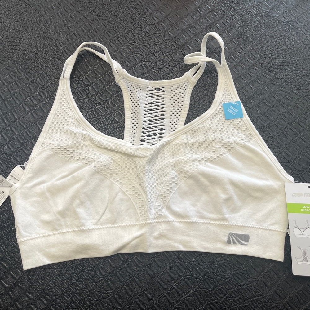 Marika Cream Mesh Racerback Seamless Sports Bra